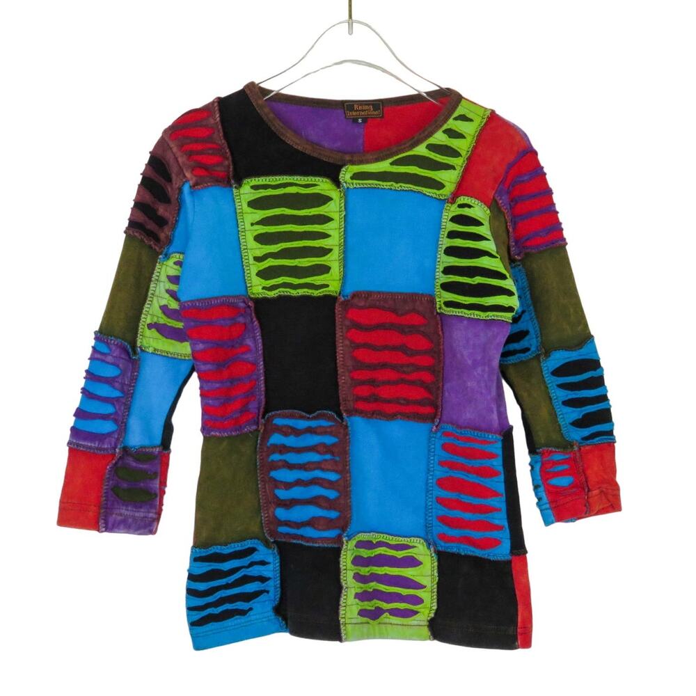 Rising International 90s Vintage Nepalese Multi-Color Patchwork Sweater Small